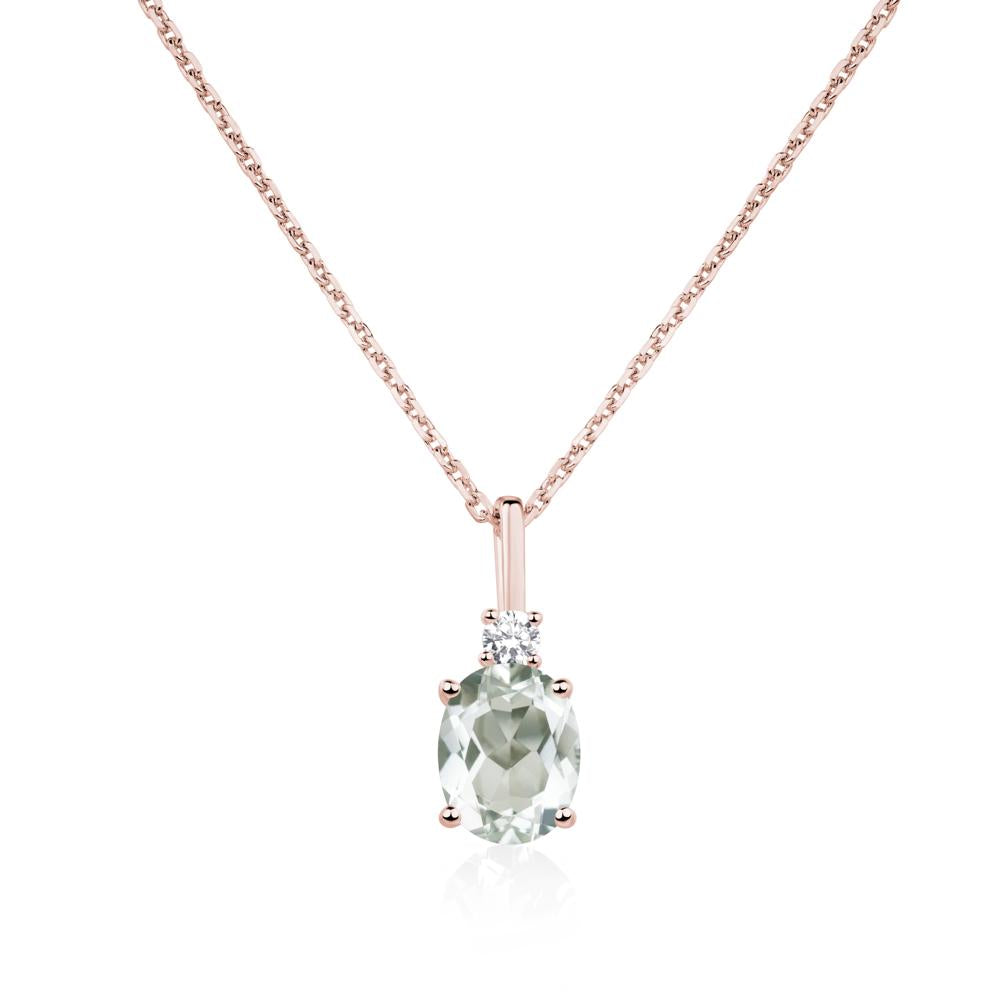 Simple Oval Green Amethyst Necklace - LUO Jewelry #metal_18k rose gold