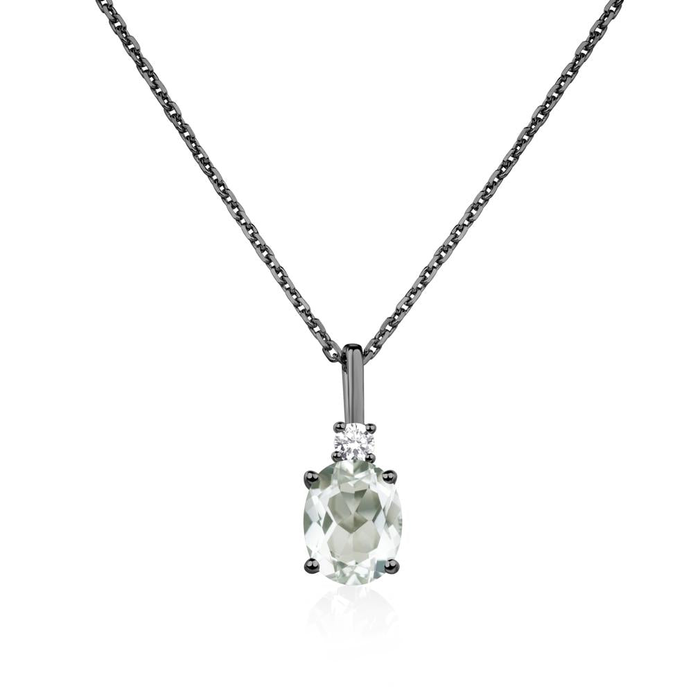 Simple Oval Green Amethyst Necklace - LUO Jewelry #metal_black finish sterling silver