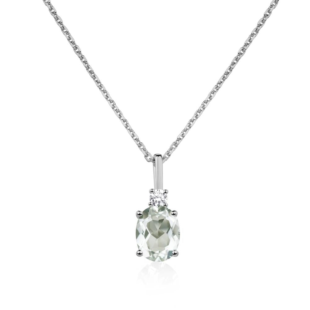 Simple Oval Green Amethyst Necklace - LUO Jewelry #metal_platinum