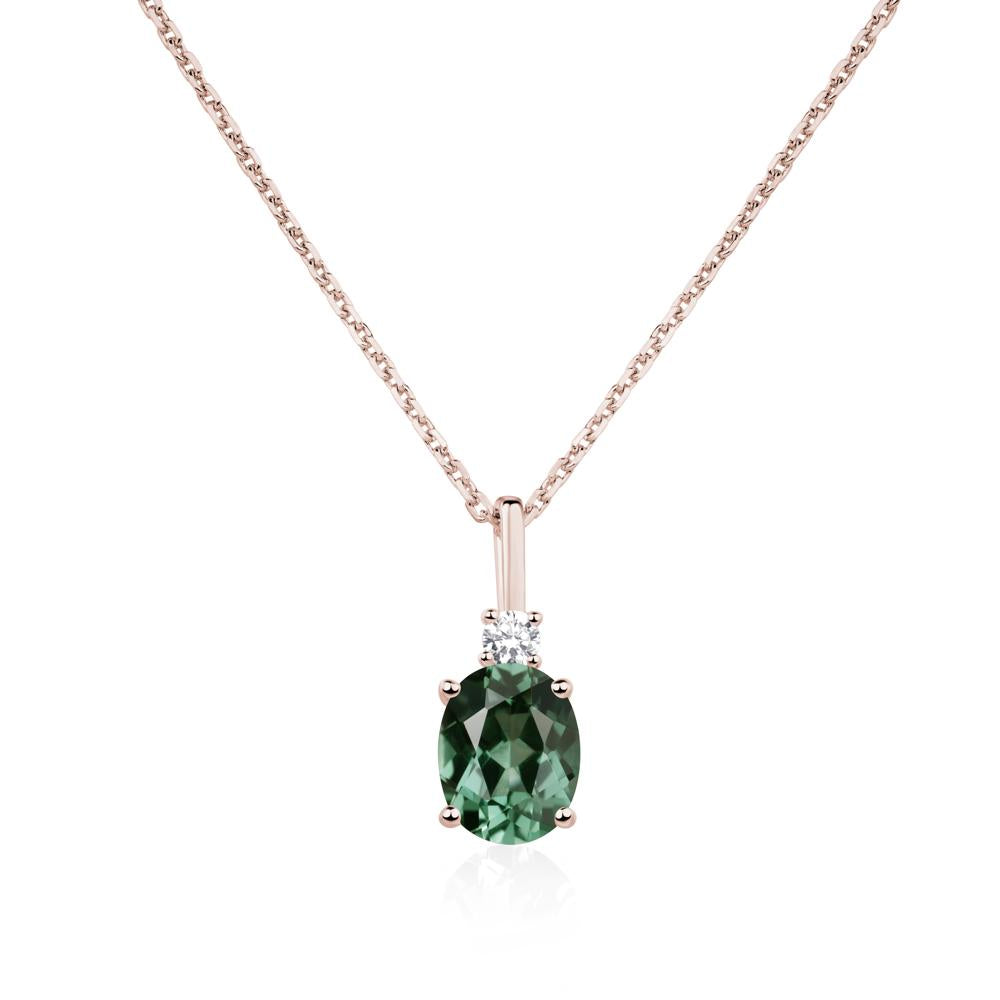 Simple Oval Green Sapphire Necklace - LUO Jewelry #metal_14k rose gold