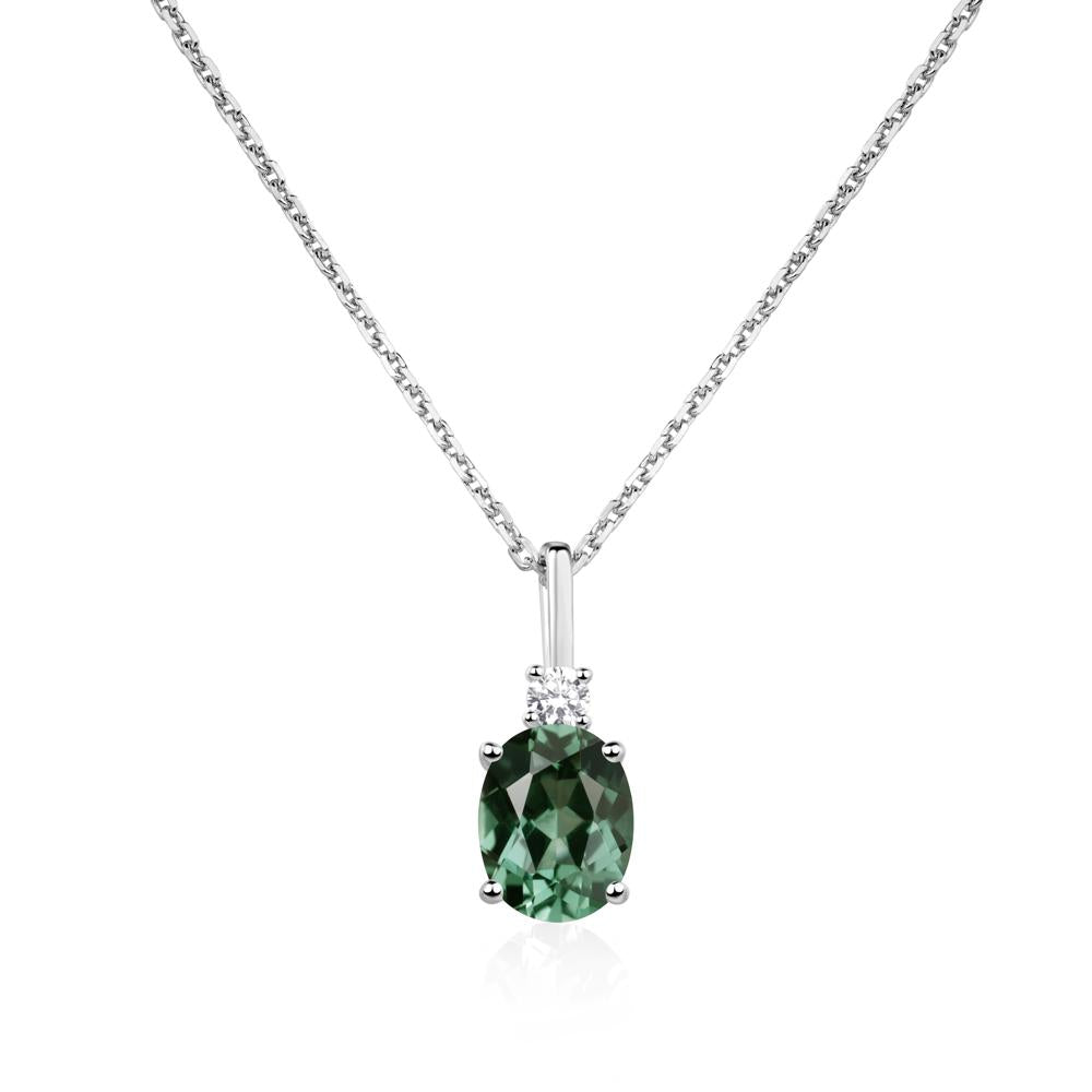 Simple Oval Green Sapphire Necklace - LUO Jewelry #metal_14k white gold