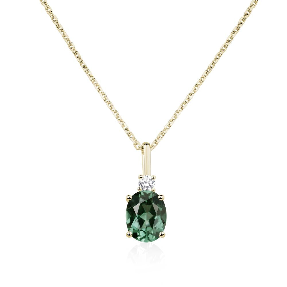 Simple Oval Green Sapphire Necklace - LUO Jewelry #metal_14k yellow gold