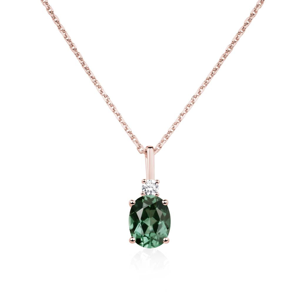 Simple Oval Green Sapphire Necklace - LUO Jewelry #metal_18k rose gold