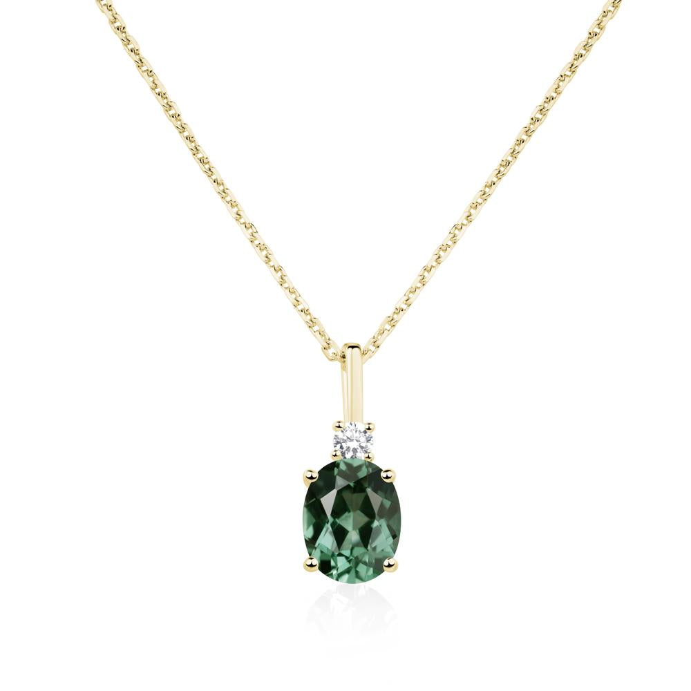 Simple Oval Green Sapphire Necklace - LUO Jewelry #metal_18k yellow gold