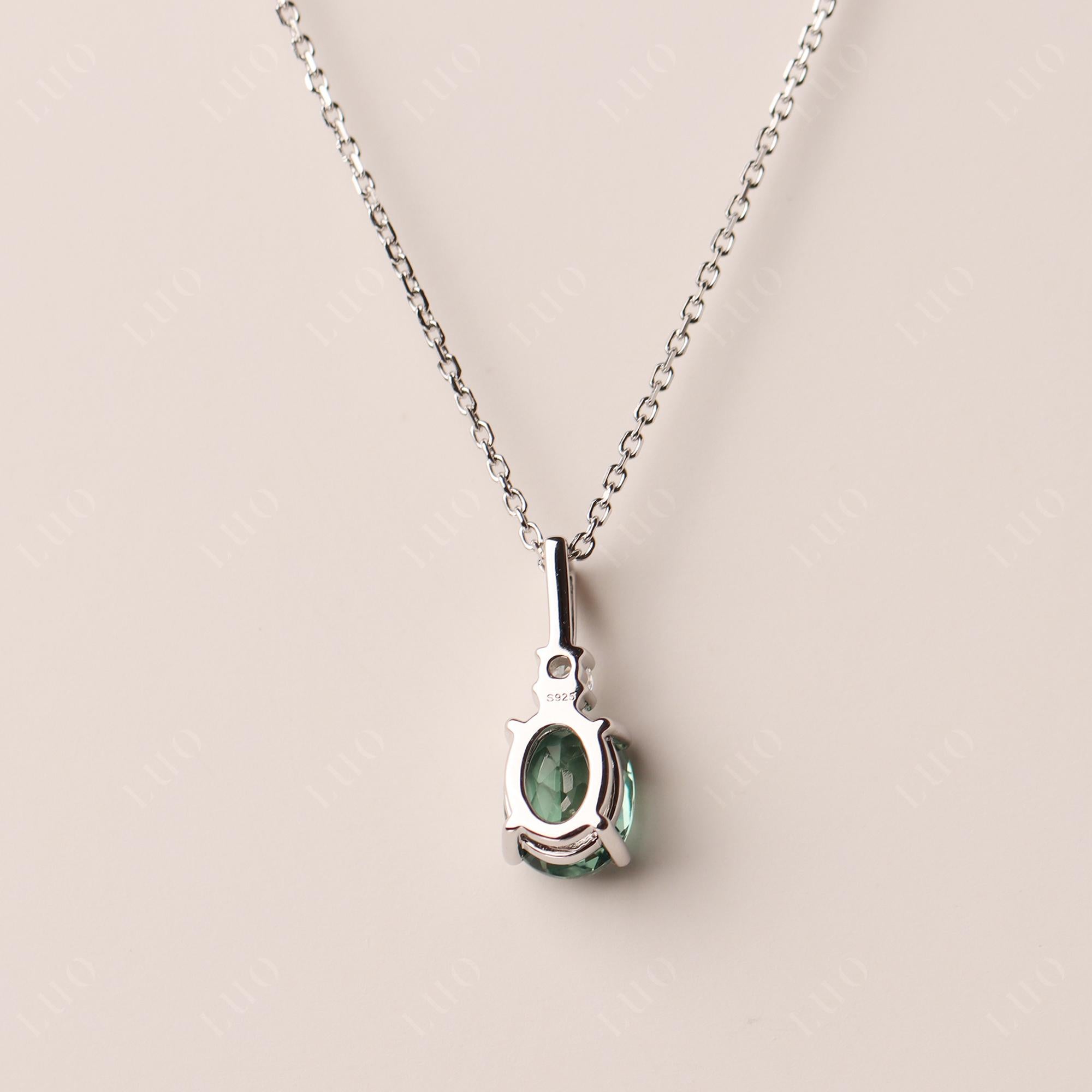 Simple Oval Green Sapphire Necklace