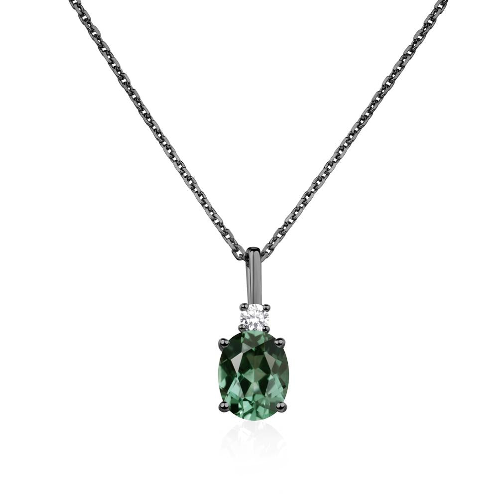 Simple Oval Green Sapphire Necklace - LUO Jewelry #metal_black finish sterling silver