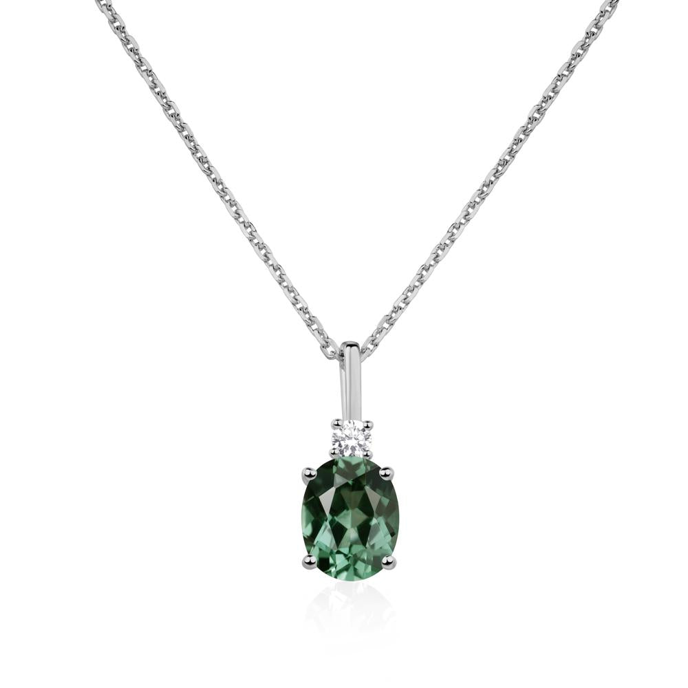 Simple Oval Green Sapphire Necklace - LUO Jewelry #metal_platinum