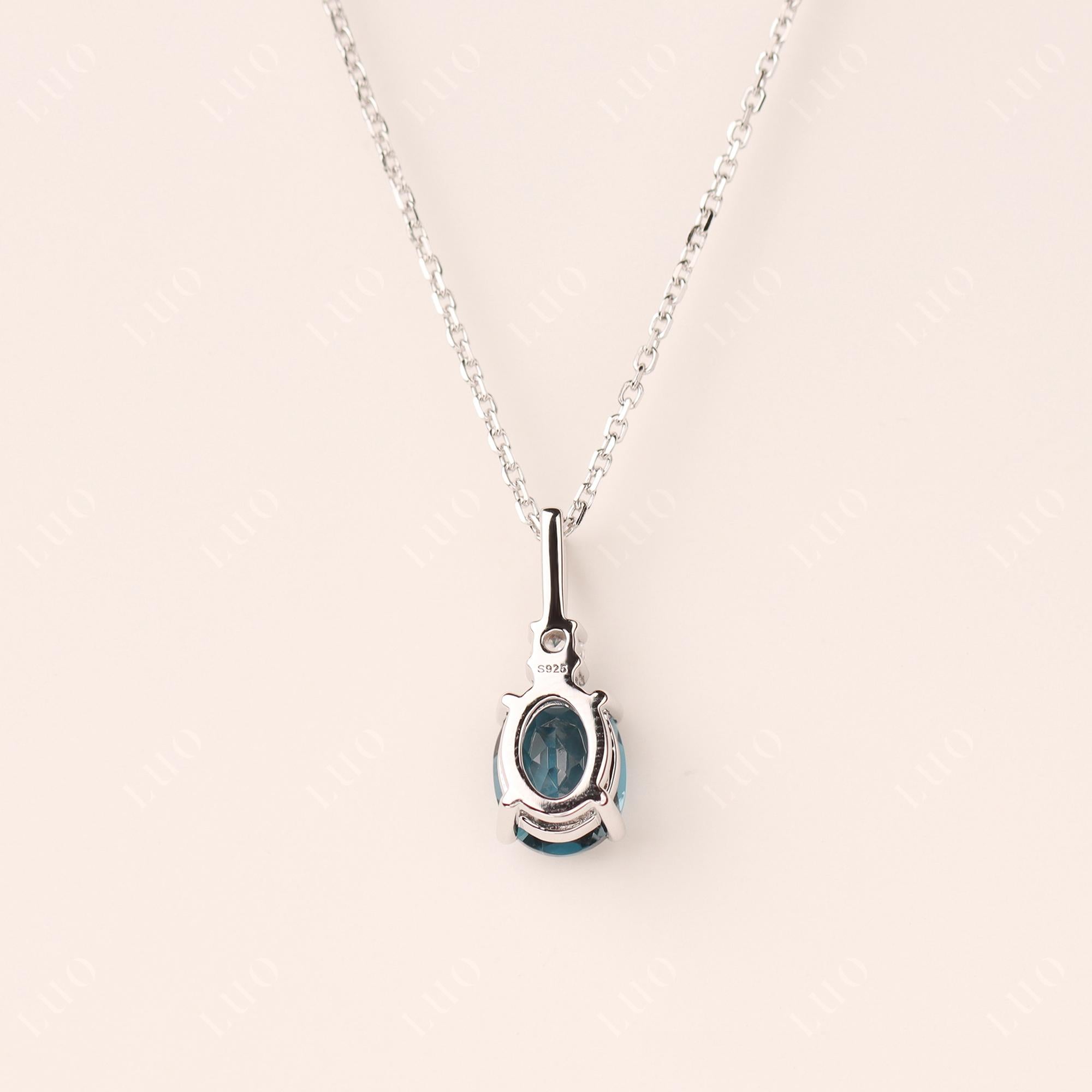 Simple Oval London Blue Topaz Necklace | LUO