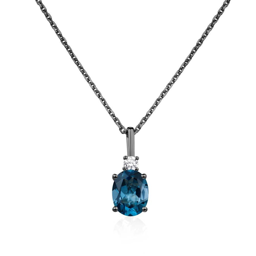 Simple Oval London Blue Topaz Necklace - LUO Jewelry #metal_black finish sterling silver