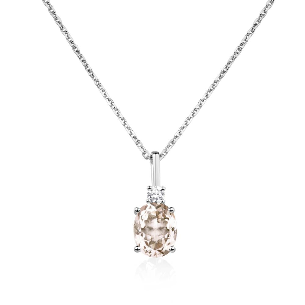 Simple Oval Morganite Necklace - LUO Jewelry #metal_14k white gold