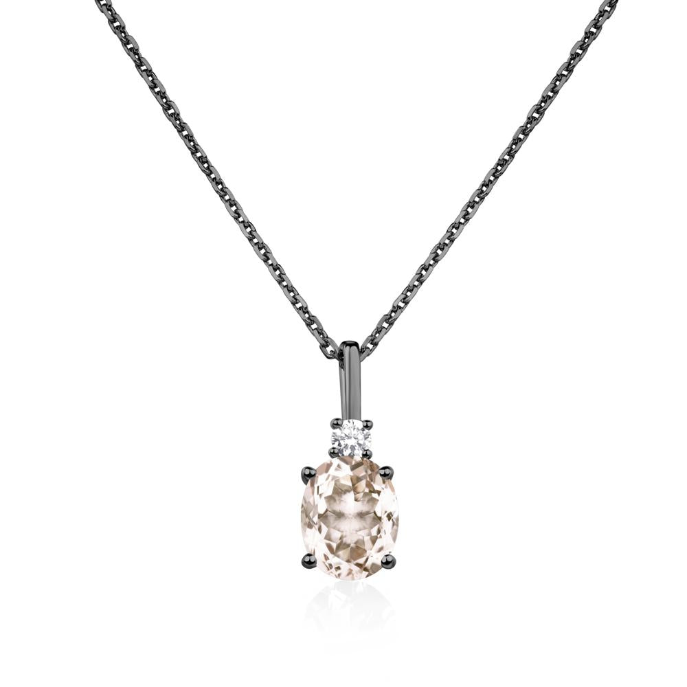 Simple Oval Morganite Necklace - LUO Jewelry #metal_black finish sterling silver