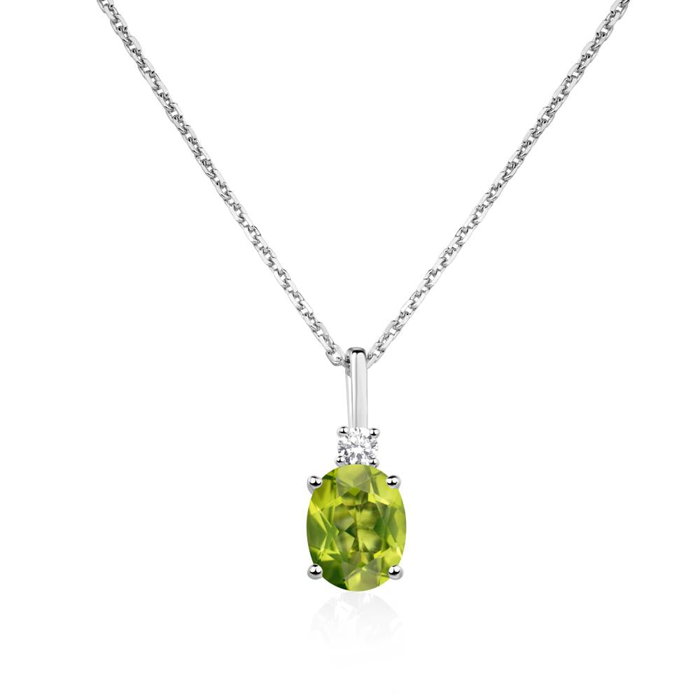 Simple Oval Peridot Necklace - LUO Jewelry #metal_14k white gold