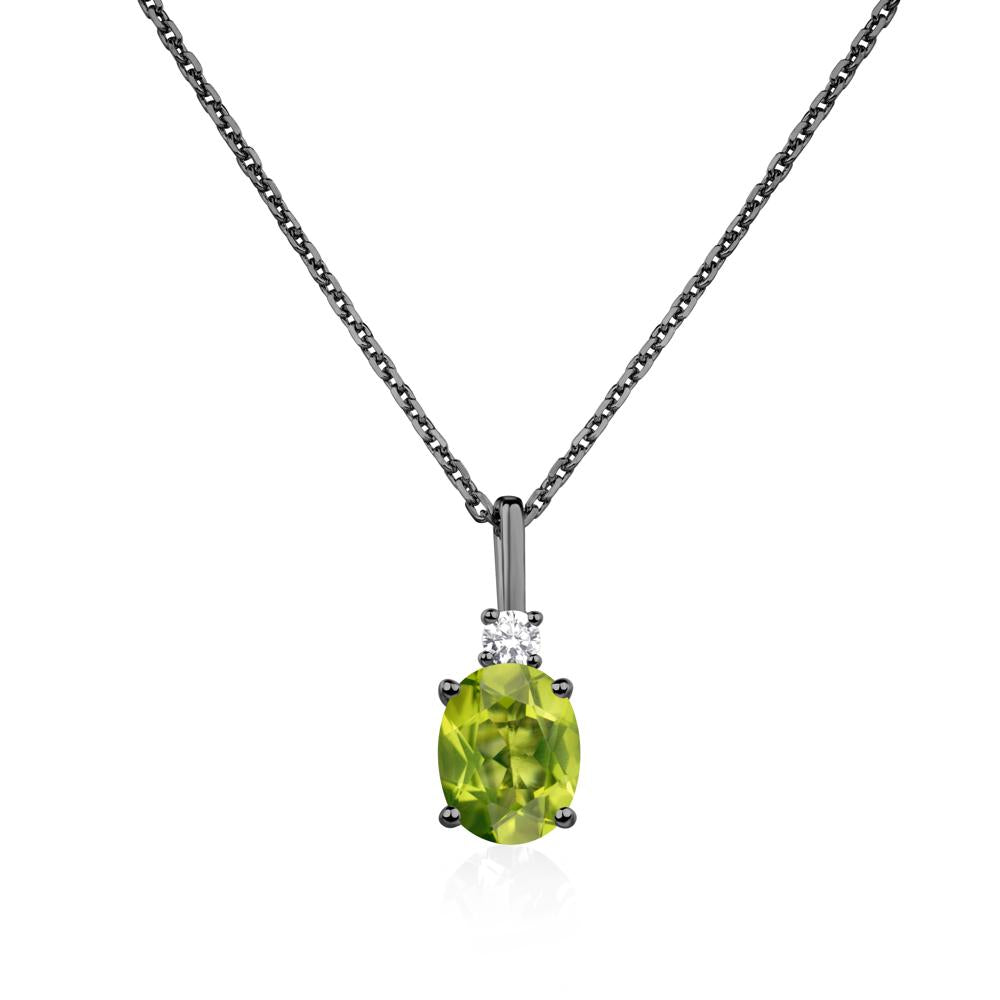 Simple Oval Peridot Necklace - LUO Jewelry #metal_black finish sterling silver