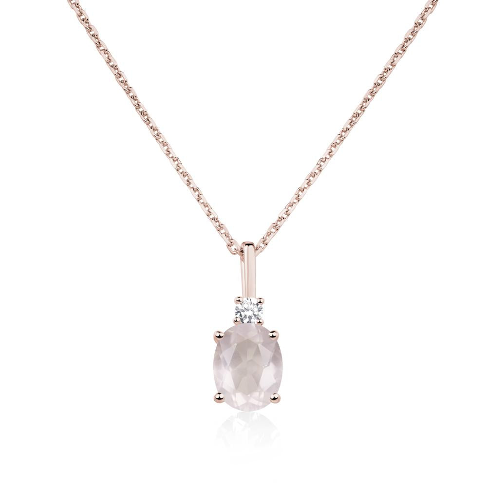 Simple Oval Rose Quartz Necklace - LUO Jewelry #metal_14k rose gold