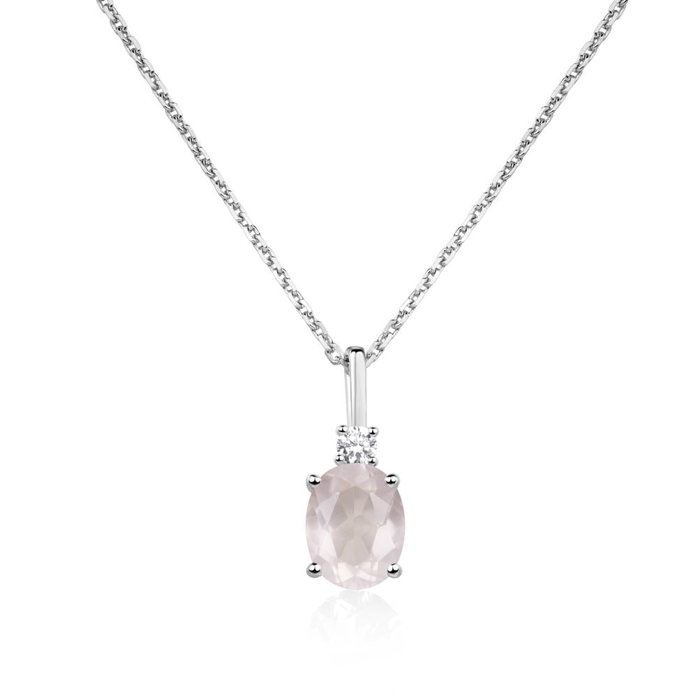 Simple Oval Rose Quartz Necklace - LUO Jewelry #metal_14k white gold