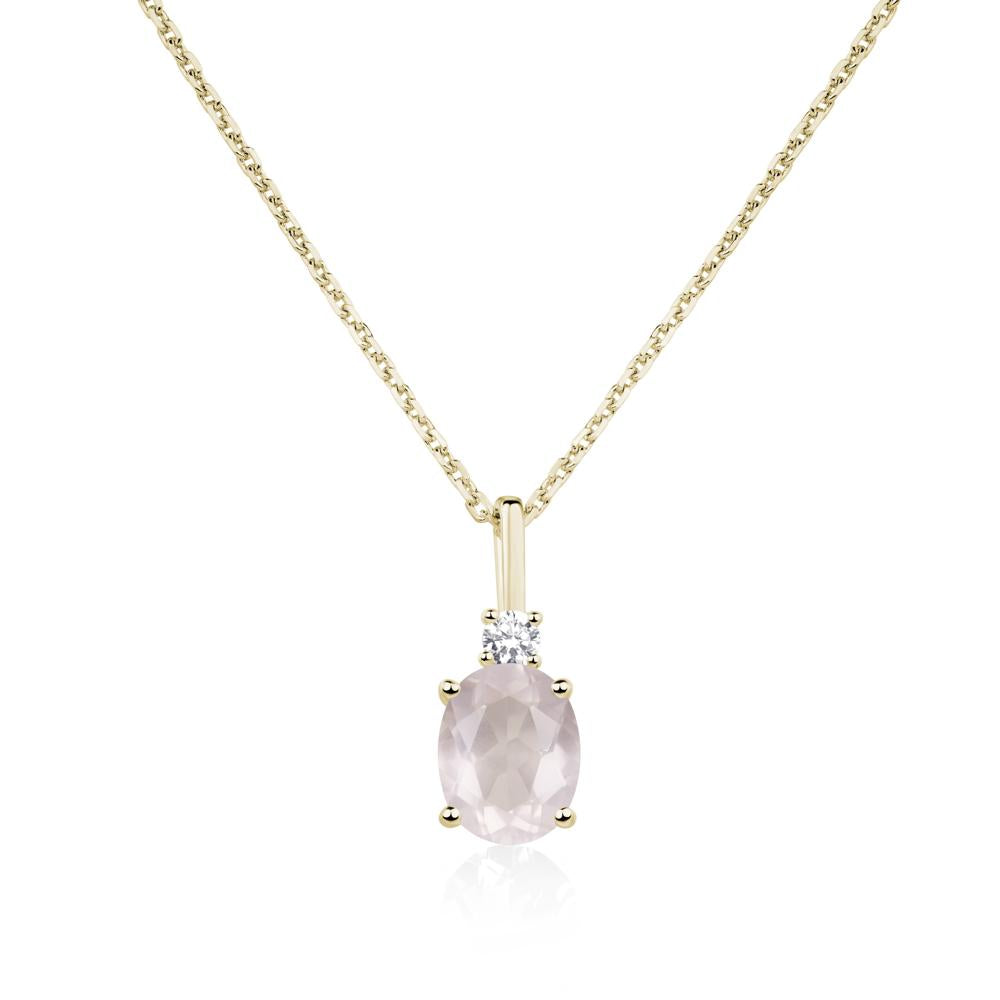 Simple Oval Rose Quartz Necklace - LUO Jewelry #metal_14k yellow gold