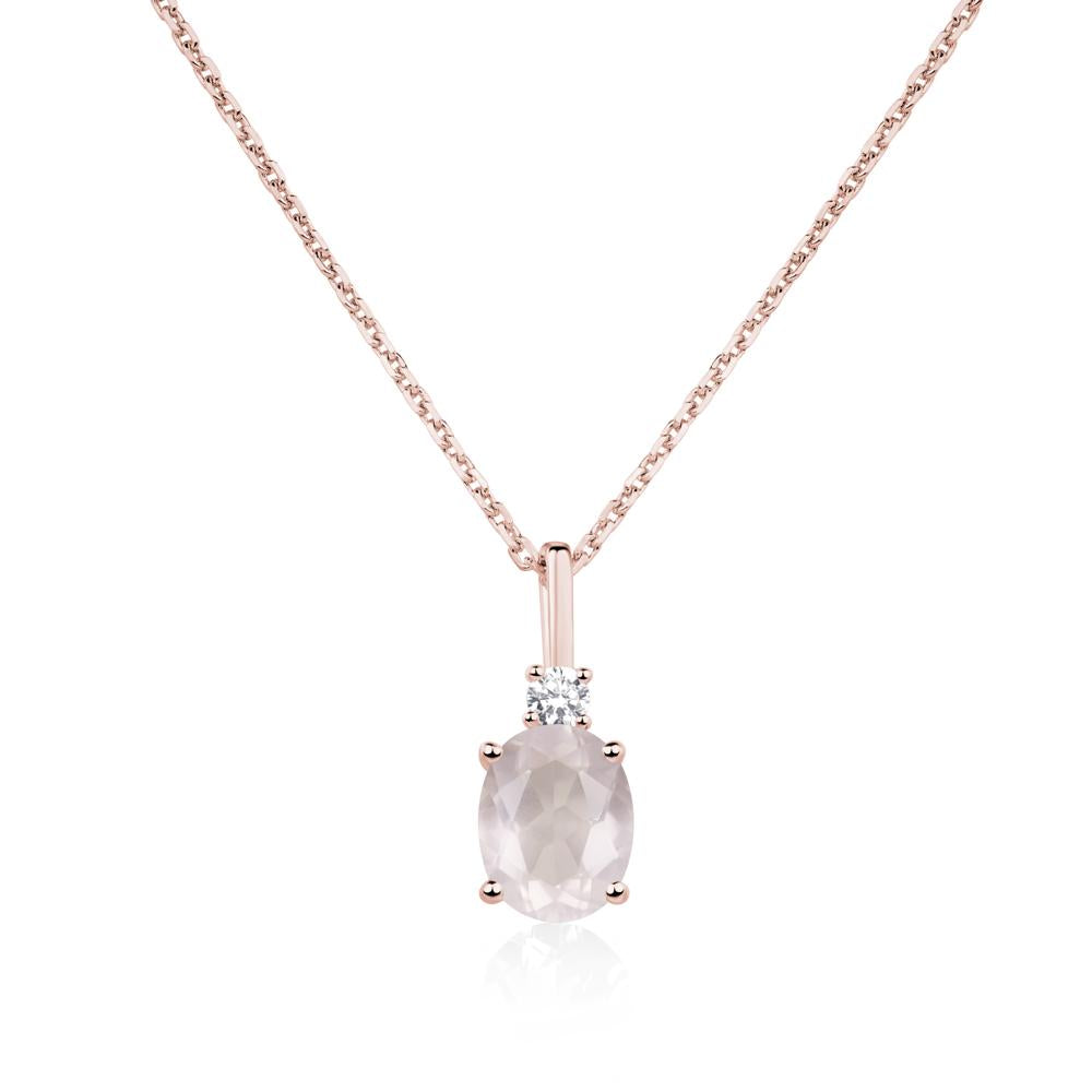 Simple Oval Rose Quartz Necklace - LUO Jewelry #metal_18k rose gold