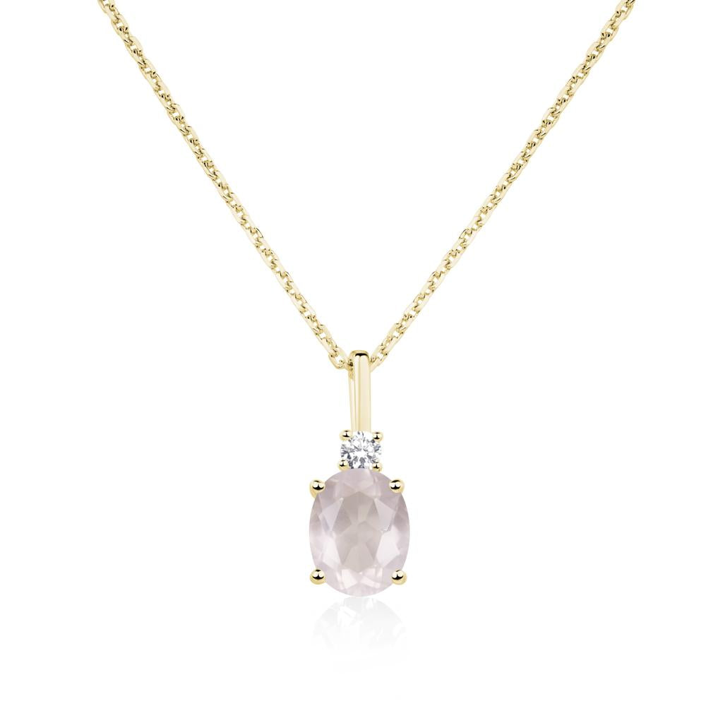 Simple Oval Rose Quartz Necklace - LUO Jewelry #metal_18k yellow gold