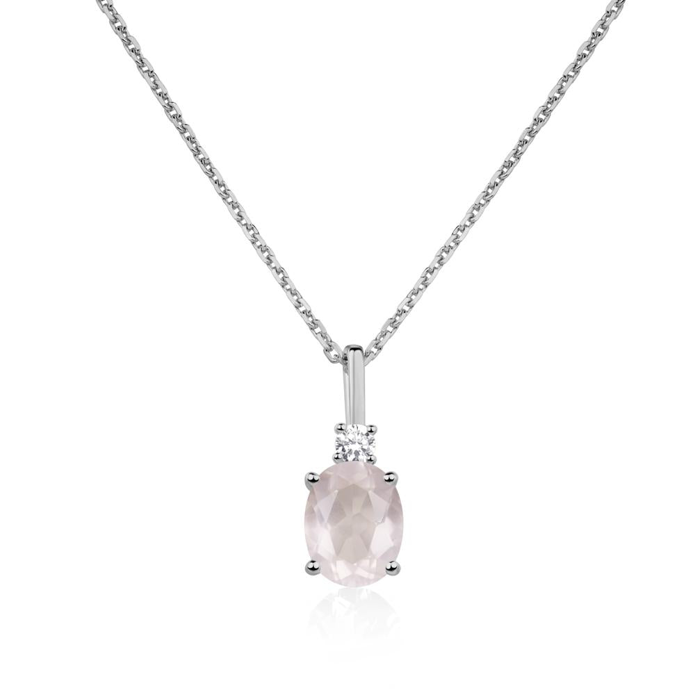 Simple Oval Rose Quartz Necklace - LUO Jewelry #metal_platinum