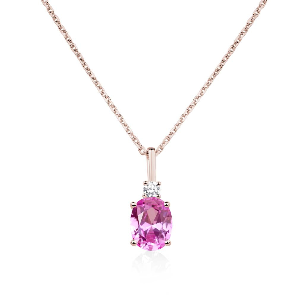 Simple Oval Pink Sapphire Necklace - LUO Jewelry #metal_14k rose gold