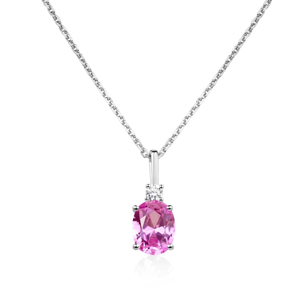 Simple Oval Pink Sapphire Necklace - LUO Jewelry #metal_14k white gold