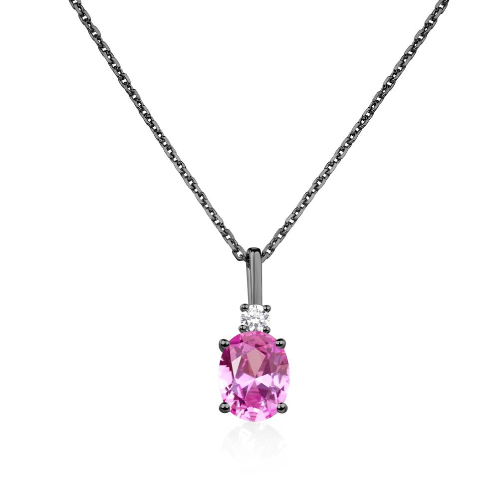 Simple Oval Pink Sapphire Necklace - LUO Jewelry #metal_black finish sterling silver