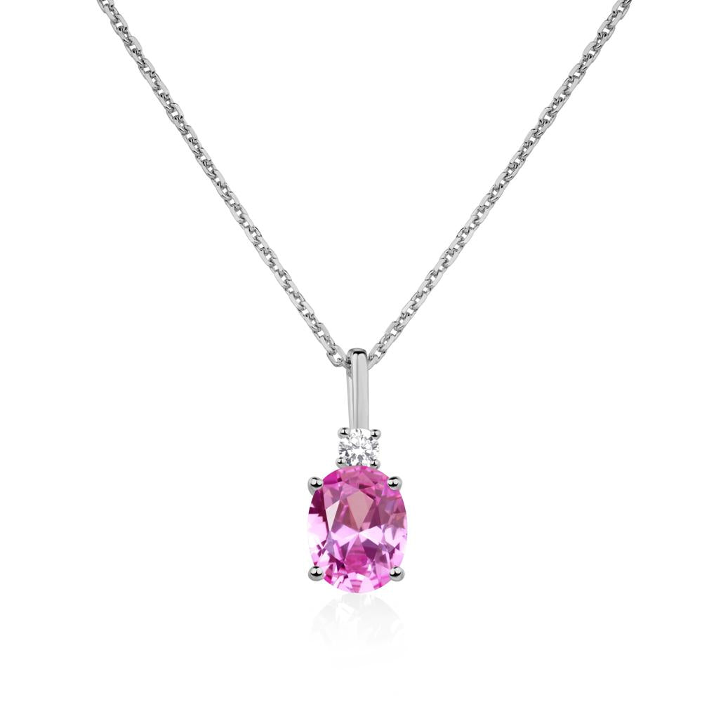 Simple Oval Pink Sapphire Necklace - LUO Jewelry #metal_platinum