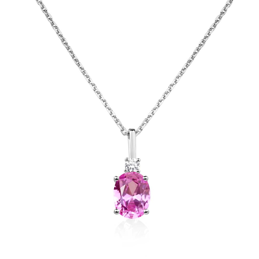 Simple Oval Pink Sapphire Necklace - LUO Jewelry #metal_sterling silver