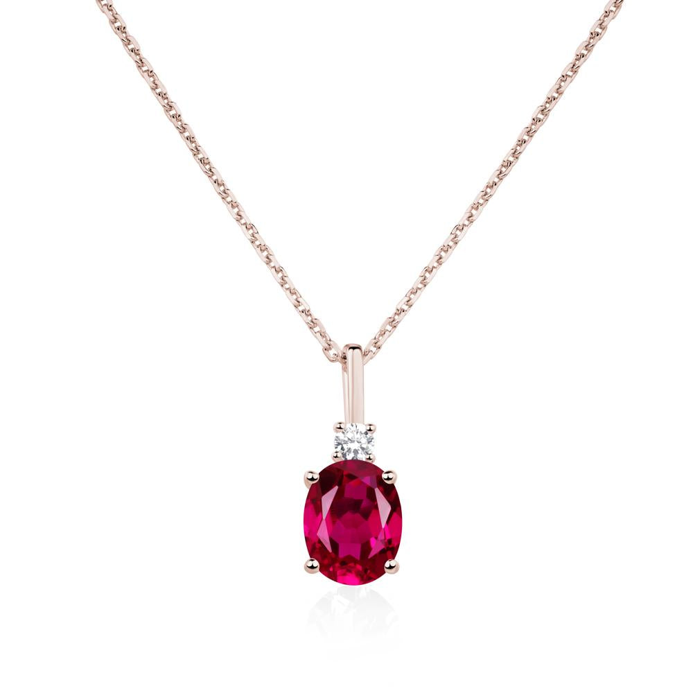 Simple Oval Ruby Necklace - LUO Jewelry #metal_14k rose gold