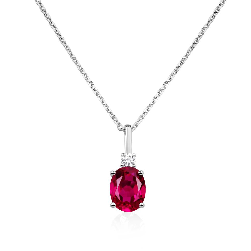 Simple Oval Ruby Necklace - LUO Jewelry #metal_14k white gold