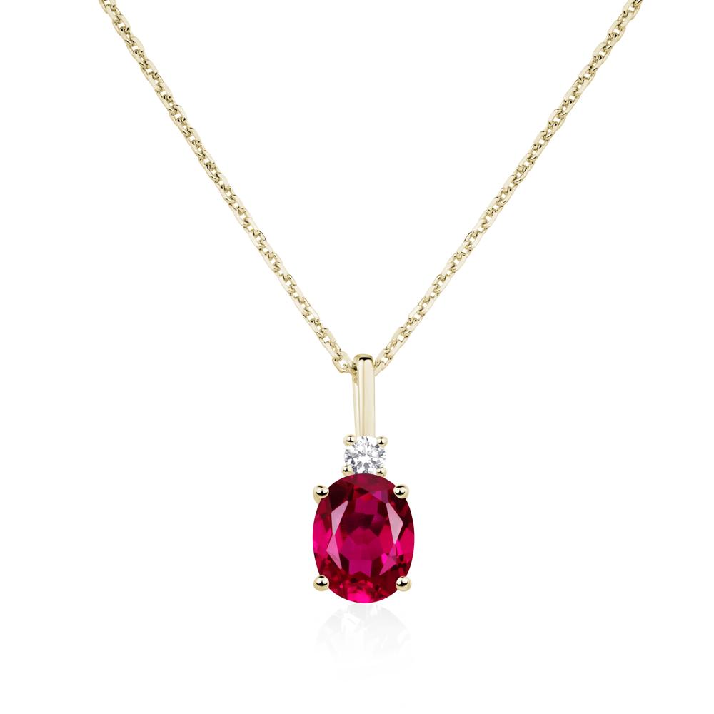 Simple Oval Ruby Necklace - LUO Jewelry #metal_14k yellow gold