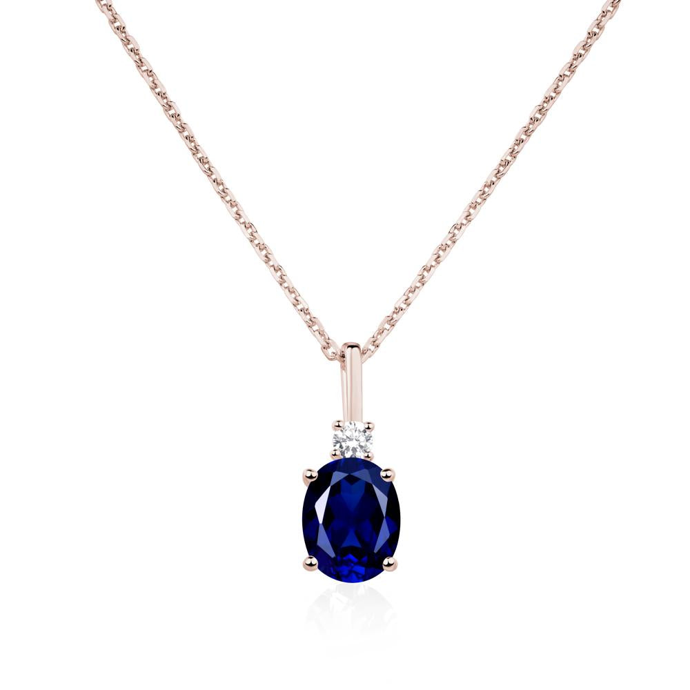 Simple Oval Sapphire Necklace - LUO Jewelry #metal_14k rose gold