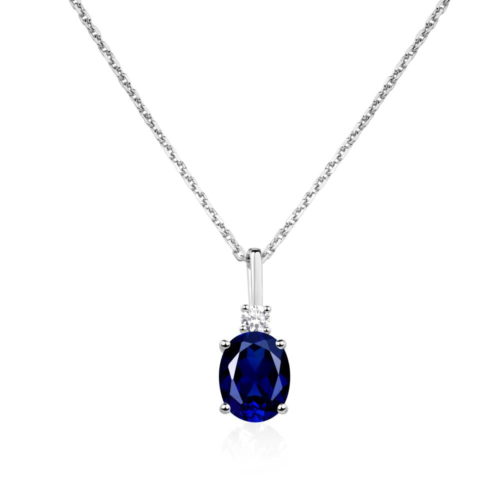 Simple Oval Sapphire Necklace - LUO Jewelry #metal_14k white gold