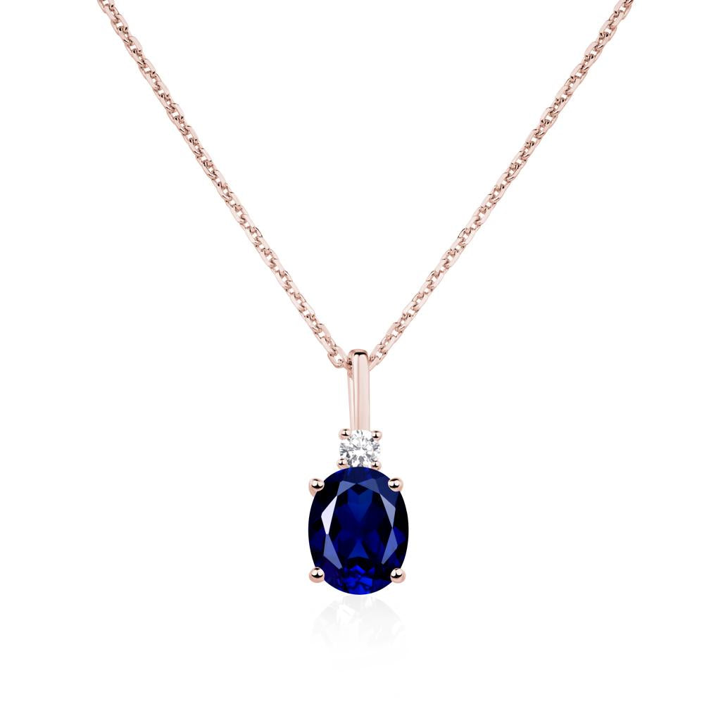 Simple Oval Sapphire Necklace - LUO Jewelry #metal_18k rose gold