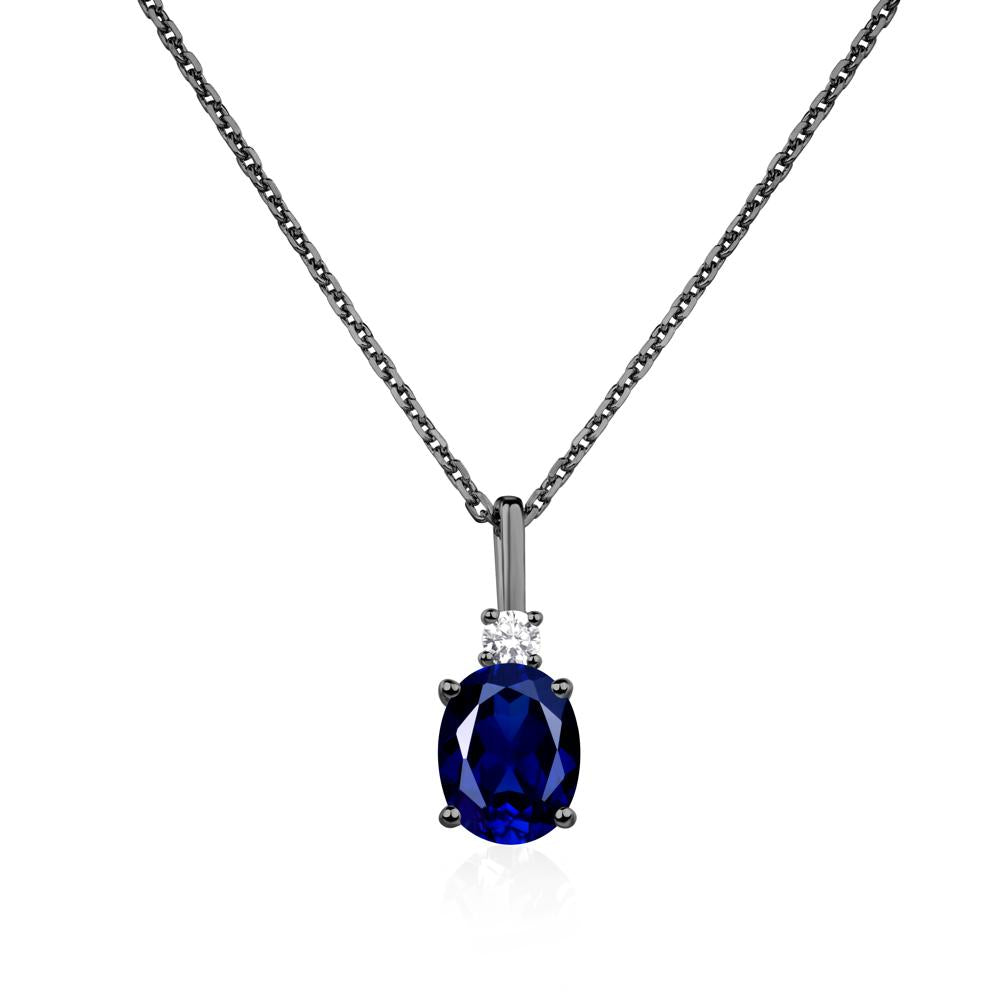 Simple Oval Sapphire Necklace - LUO Jewelry #metal_black finish sterling silver