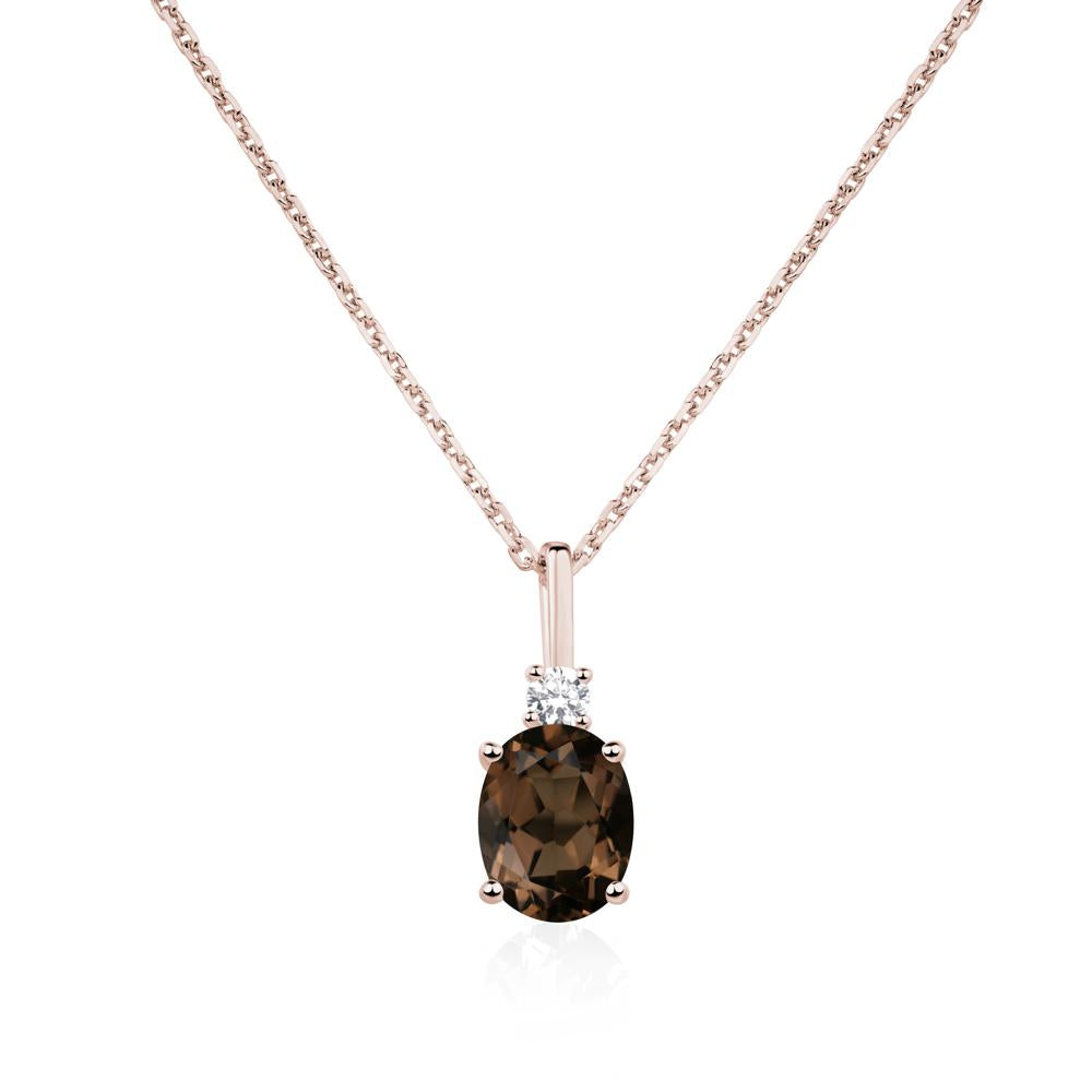 Simple Oval Smoky Quartz Necklace - LUO Jewelry #metal_14k rose gold