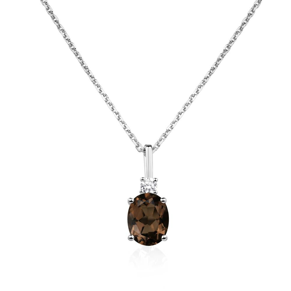 Simple Oval Smoky Quartz Necklace - LUO Jewelry #metal_14k white gold