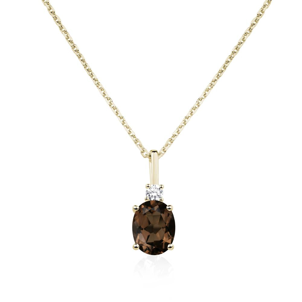 Simple Oval Smoky Quartz Necklace - LUO Jewelry #metal_14k yellow gold