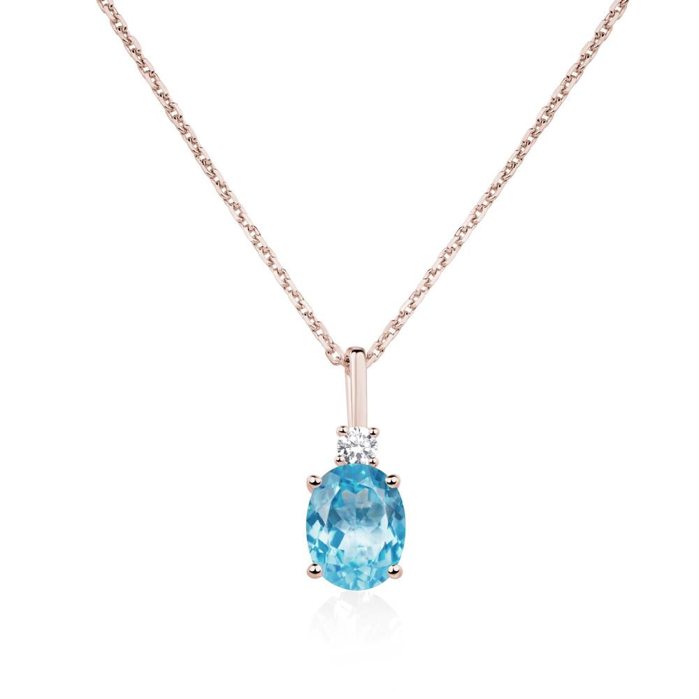 Simple Oval Swiss Blue Topaz Necklace - LUO Jewelry #metal_14k rose gold