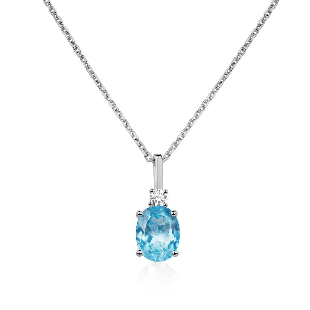 Simple Oval Swiss Blue Topaz Necklace - LUO Jewelry #metal_platinum