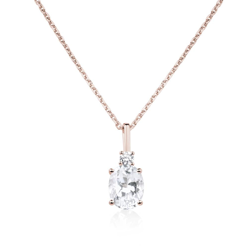 Simple Oval White Topaz Necklace - LUO Jewelry #metal_14k rose gold