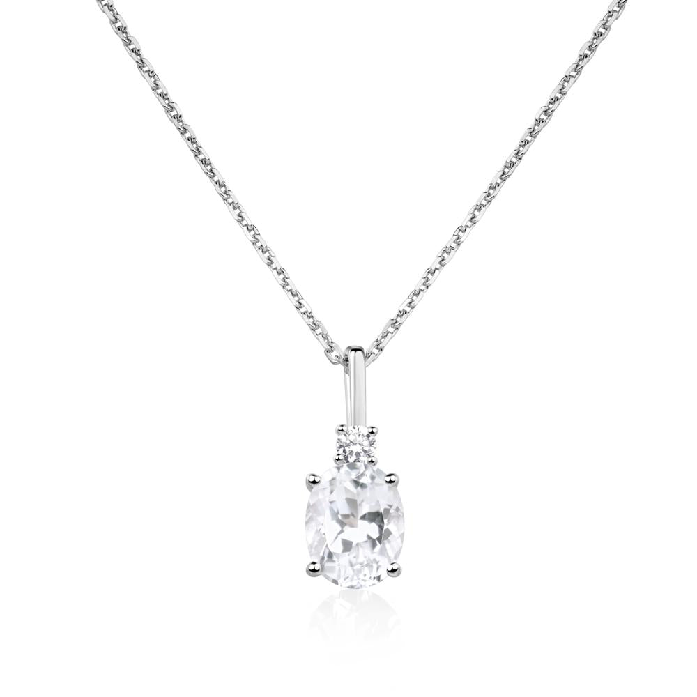 Simple Oval White Topaz Necklace - LUO Jewelry #metal_14k white gold