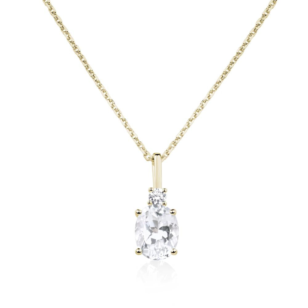 Simple Oval White Topaz Necklace - LUO Jewelry #metal_14k yellow gold