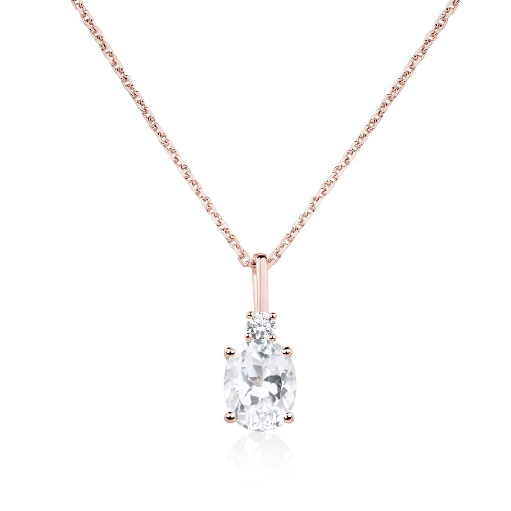 Simple Oval White Topaz Necklace - LUO Jewelry #metal_18k rose gold