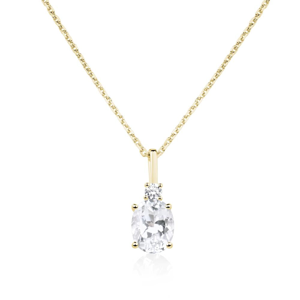 Simple Oval White Topaz Necklace - LUO Jewelry #metal_18k yellow gold