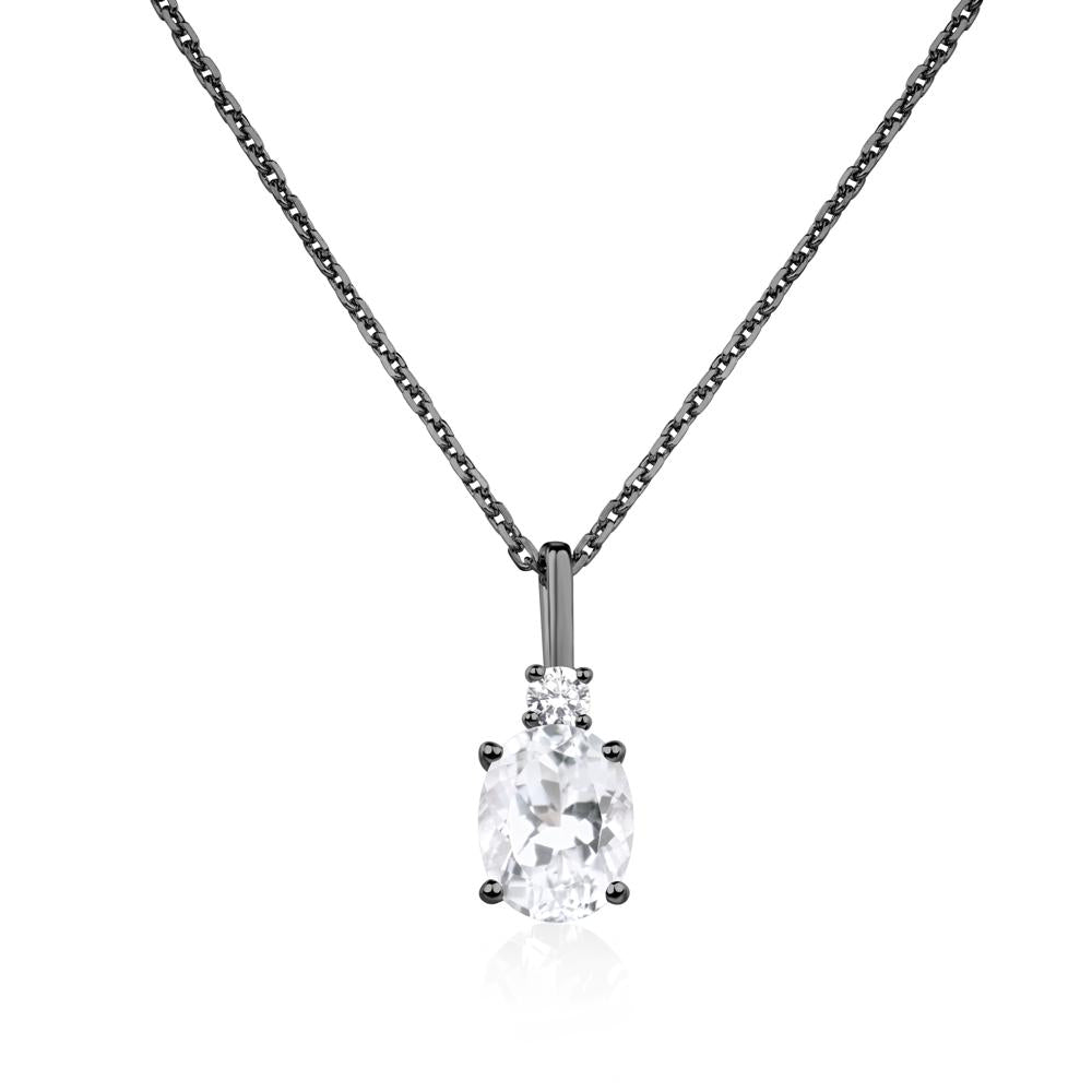 Simple Oval White Topaz Necklace - LUO Jewelry #metal_black finish sterling silver