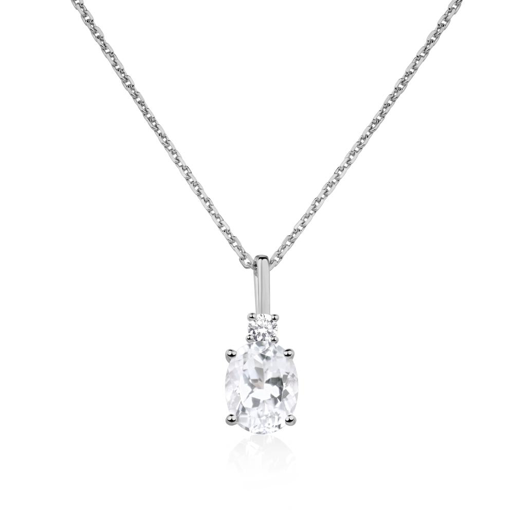 Simple Oval White Topaz Necklace - LUO Jewelry #metal_platinum