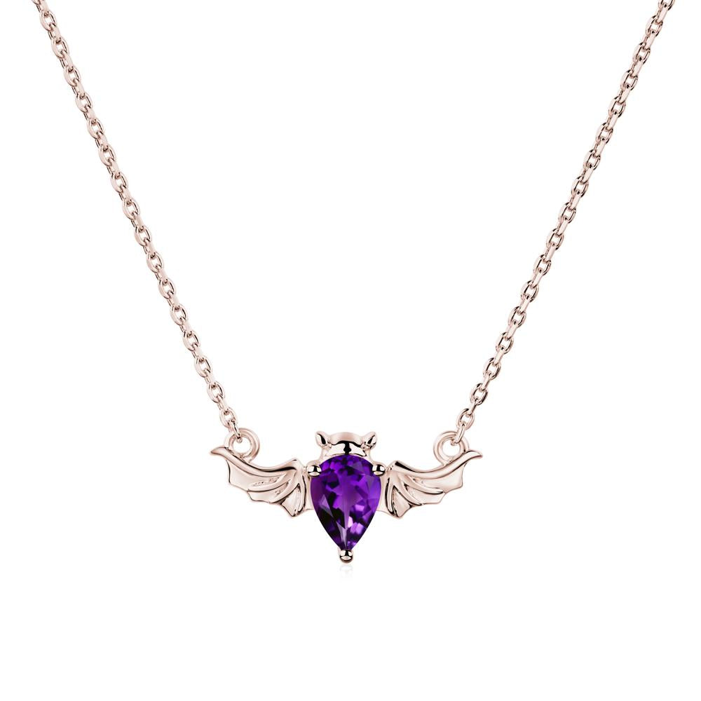 Amethyst Bat Necklace - LUO Jewelry #metal_14k rose gold