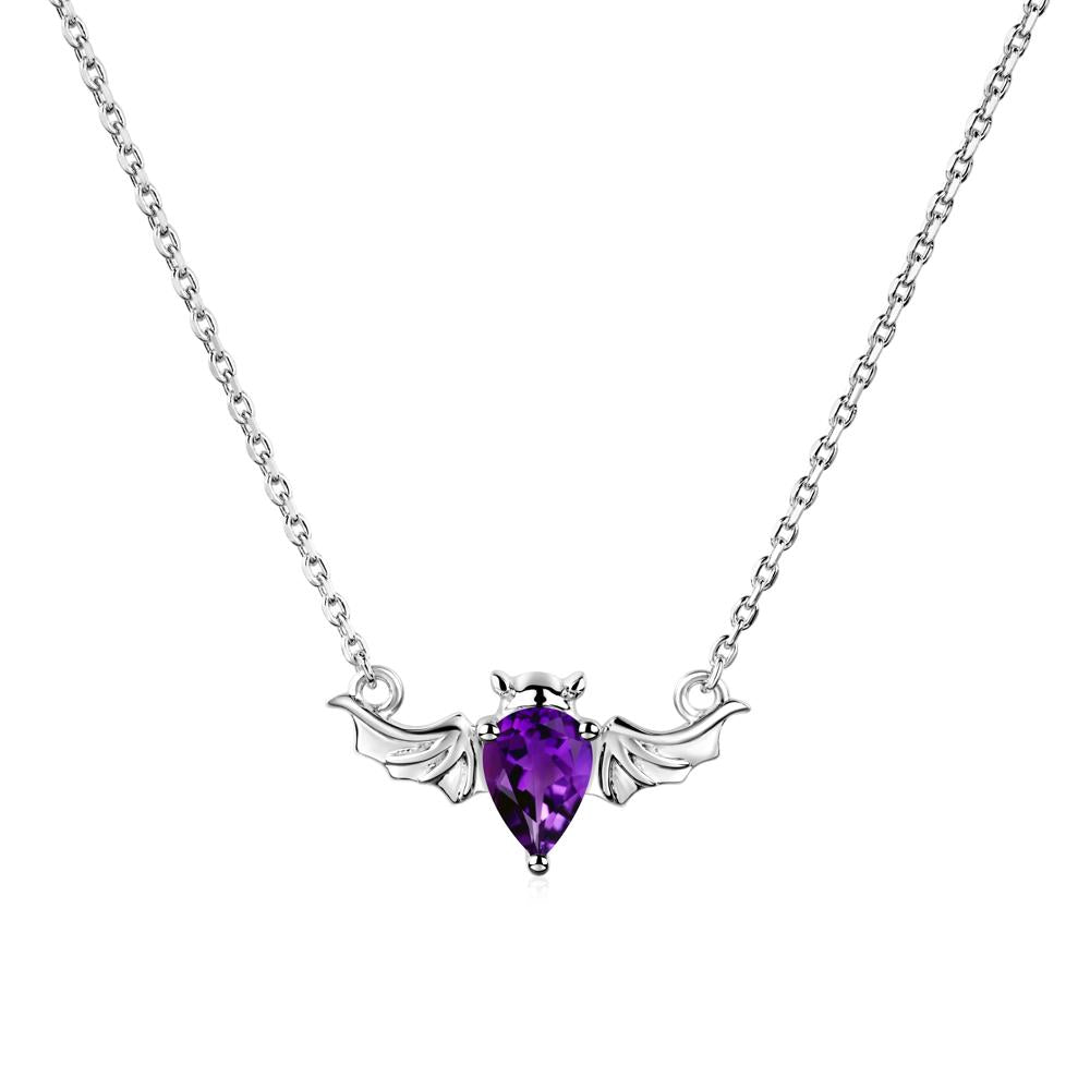 Amethyst Bat Necklace - LUO Jewelry #metal_14k white gold