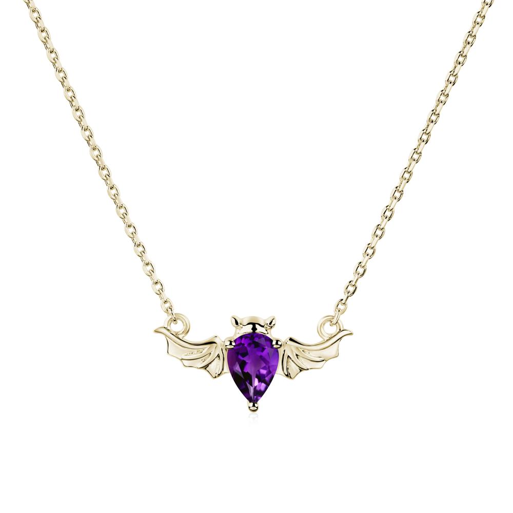 Amethyst Bat Necklace - LUO Jewelry #metal_14k yellow gold